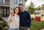 First time home buyer guide — new homeowners receiving the keys to their first home