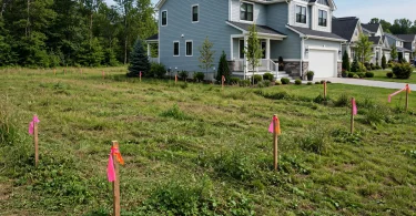 An empty building plot beside a finished house — buying land vs buying a house