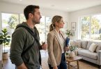 Questions to ask before buying a house — buyer asking a real estate agent questions during a home viewing
